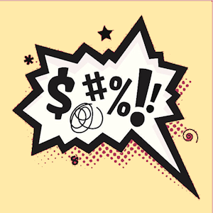 speech balloon with punctuation 'curses.'