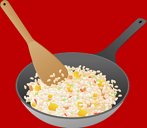 clipart drawing of fried rice in a wok